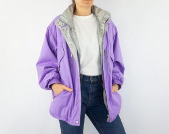 Jaqueta de esqui vintage Killy dos anos 80 | Casaco acolchoado roxo, mangas morcego | Roupa de inverno retrô para neve | França