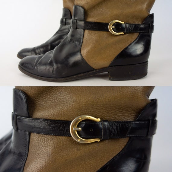 Pollini | Vintage Leather Boots |  1990s | Tan/Bl… - image 10