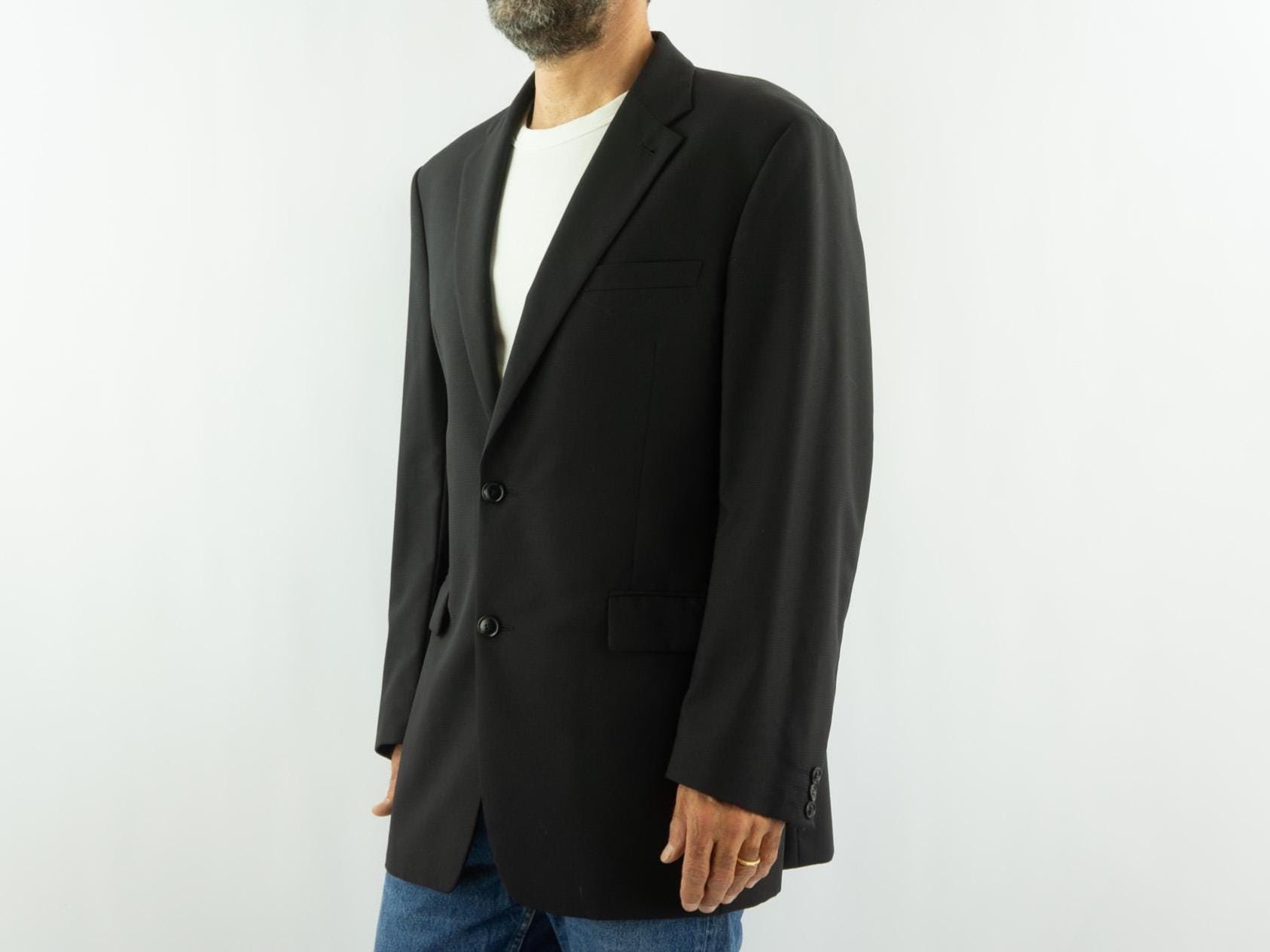 Kenzo Vintage Men's Wool Blazer 2000s | Black Textured Jacket Red