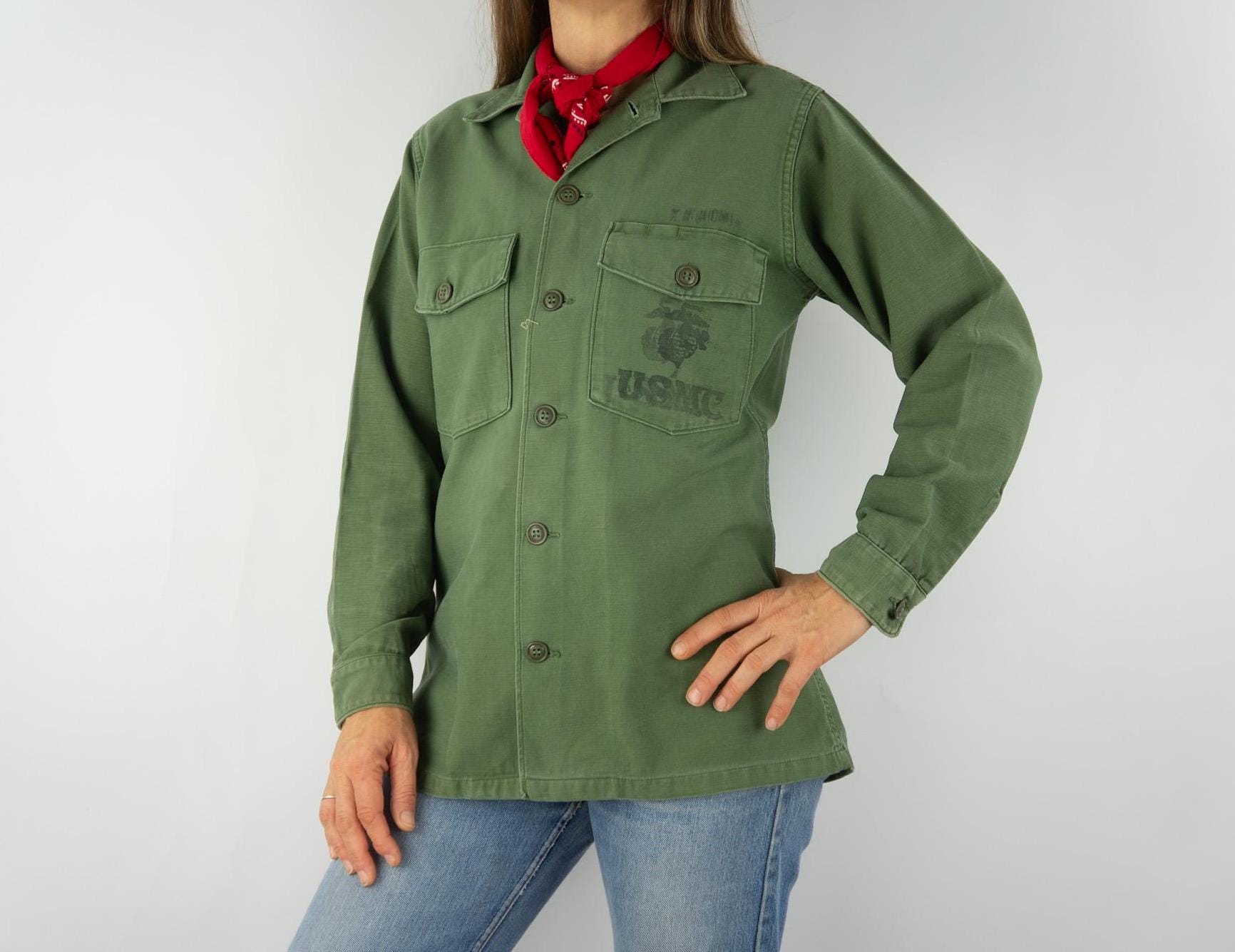 Vintage USMC OG 107 Us Army Fatigue Shirt 1960s | Military Utility