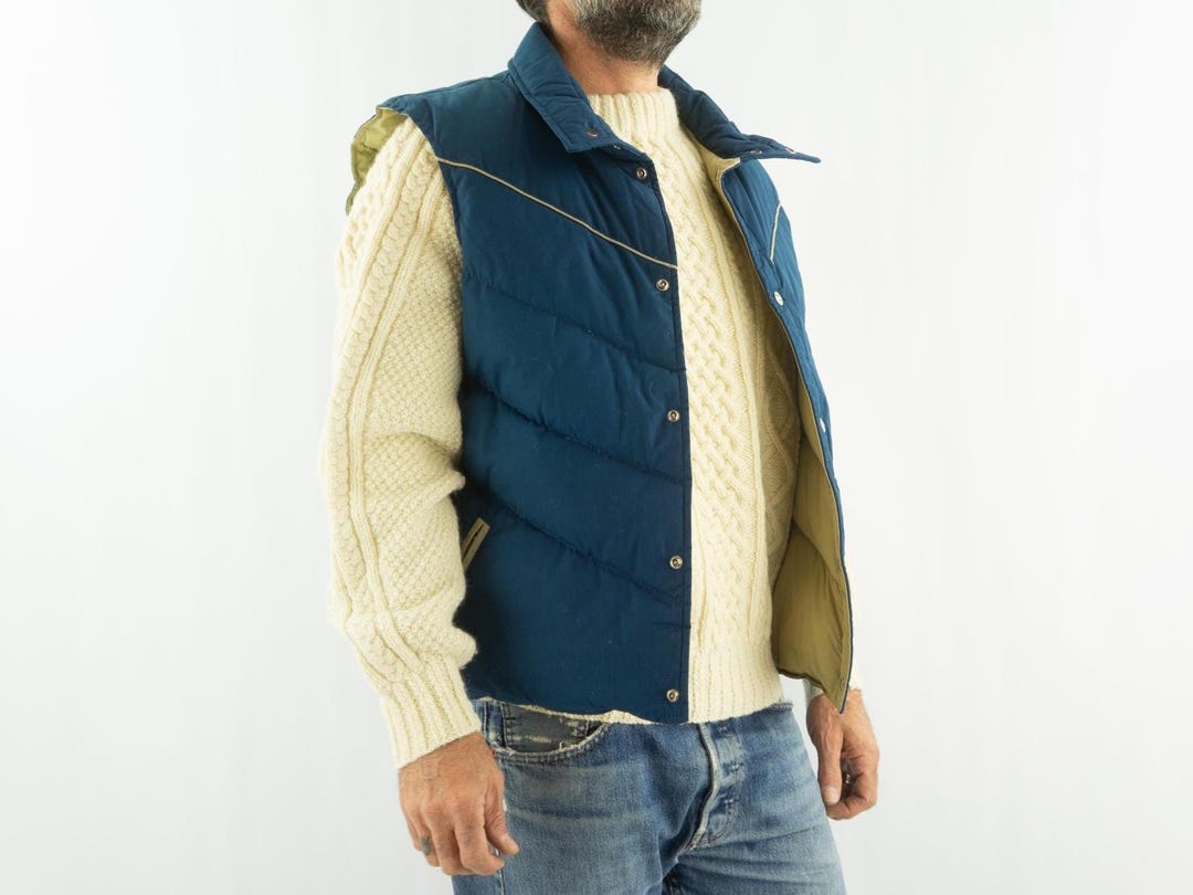 Vintage Woolrich Nylon Down Vest USA製70s Vintage Woolrich Down Puffer Vest 1970s | Blue Sleeveless Jacket