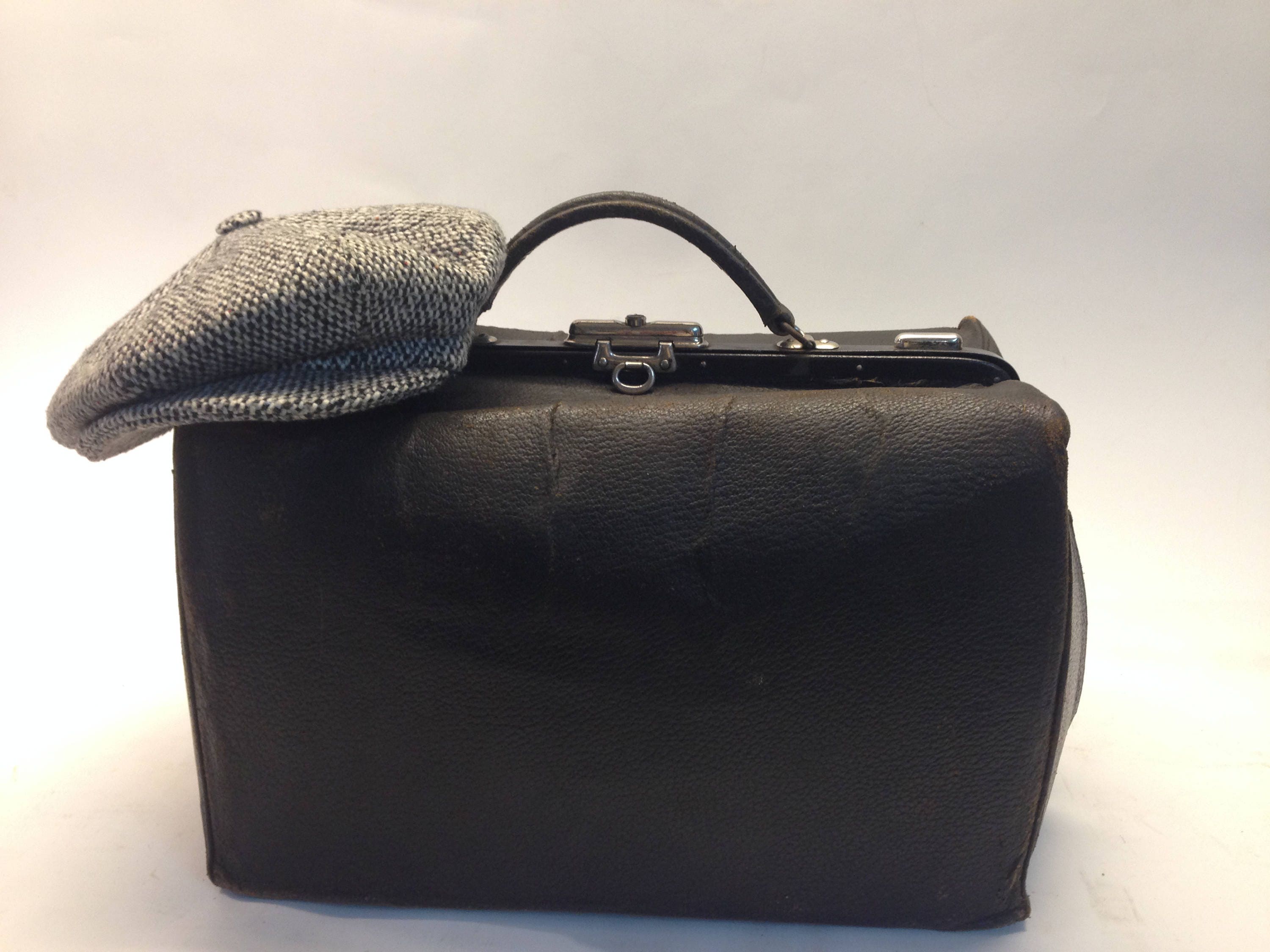 Antique Louis Vuitton Black Doctors Bag Sac Cabine Rare Travel