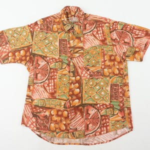 Vintage Print Shirt 1980/90s | Multicolor Abstract Pattern Shirt | Loose Oversize Fit | Short Sleeve Retro Crazy Button Up | 90s Look | M