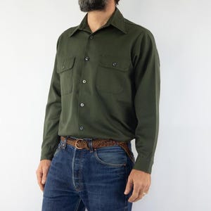 Big Yank Vintage Work Shirt 1970s | Green Poly-Cotton Twill | Sanforised  Uniform Shirt | Union Made | Uniform Button-Up | Made in USA | M
