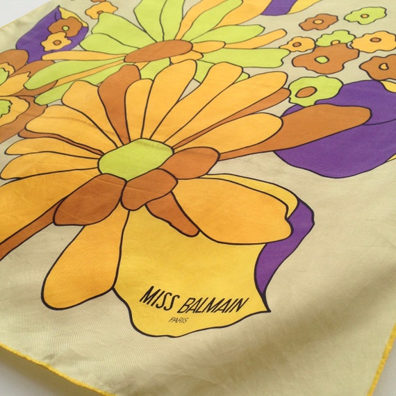 Miss Balmain | Vintage Silk Scarf | 1970s | Scarf… - image 9