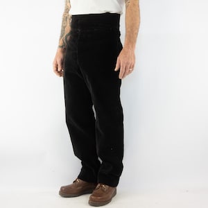French Vintage Work Trousers 1940s | Black Corduroy Pants | Buckle Back | Peasant Chore Wear | Traditional Workwear | Made in France | S/M