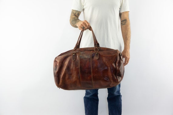 Vintage Duffle Bag | 1980s | Leather Handbag | Da… - image 1