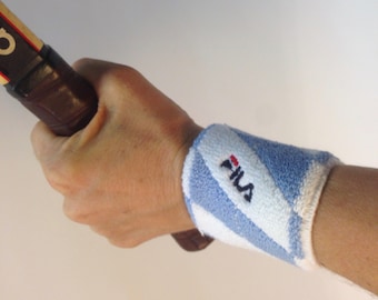 Vintage Fila Tennis Wristband 1980s | Striped White Blue Sweatband | Retro Sports | NOS | Italy