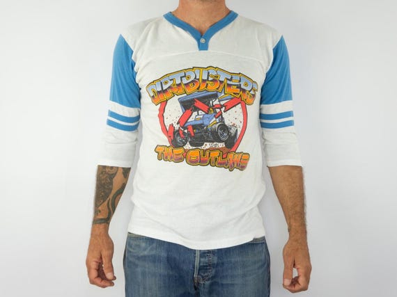 Vintage Racing Tee 1980s | Dirtbusters The Outlaws T-shirt | Cotton Single Stitch | USA | M
