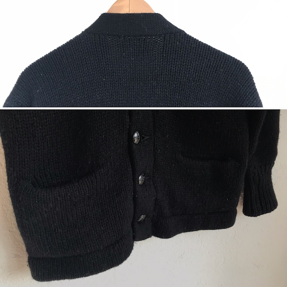 Cor-nix Co. Vintage Wool Cardigan 1960s | Black Knit Jacket