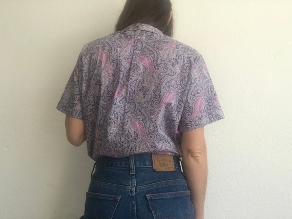 Cacharel | Vintage Paisley Blouse | 1980s | Purpl… - image 3