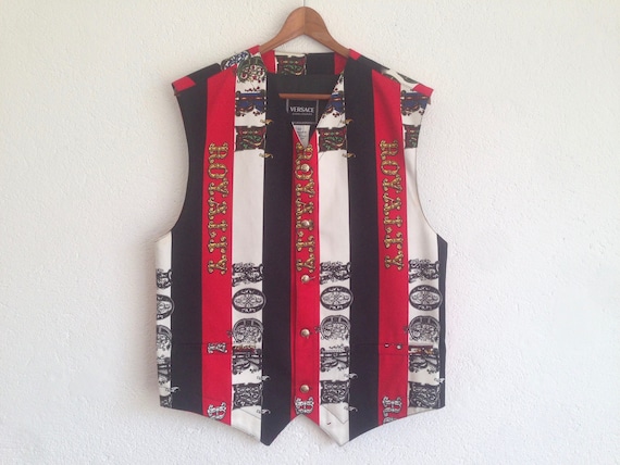 90s versace spangle vest 70s サイケデリック 古着 Vintage VERSACE VERSUS Retro Vest Rainbow Colorway Gianni Versace