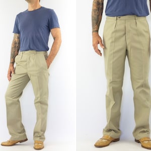 Pigeon Voyageur | Vintage Work Pants | 1950s | Workwear | Beige Chino Pants | Heavy Cotton | NOS | Made in France | Size M