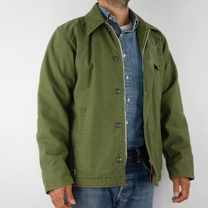 Chaqueta de cubierta A-2 vintage de la Marina de los EE. UU., década de 1970 / Abrigo de campaña para clima frío, Guerra de Vietnam / L
