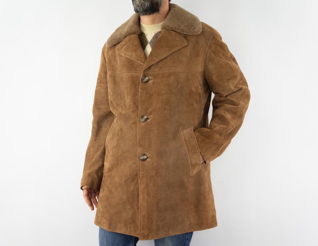 Vintage Suede Coat 1970s | Brown Leather Jacket | Removable