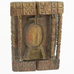Antique Wooden Reliquary | 1900s | Wall Altar | Religious Object | Sculpture | Ex-Voto | Tin Shrine | Sacred Heart | Art Brut | Folk Art