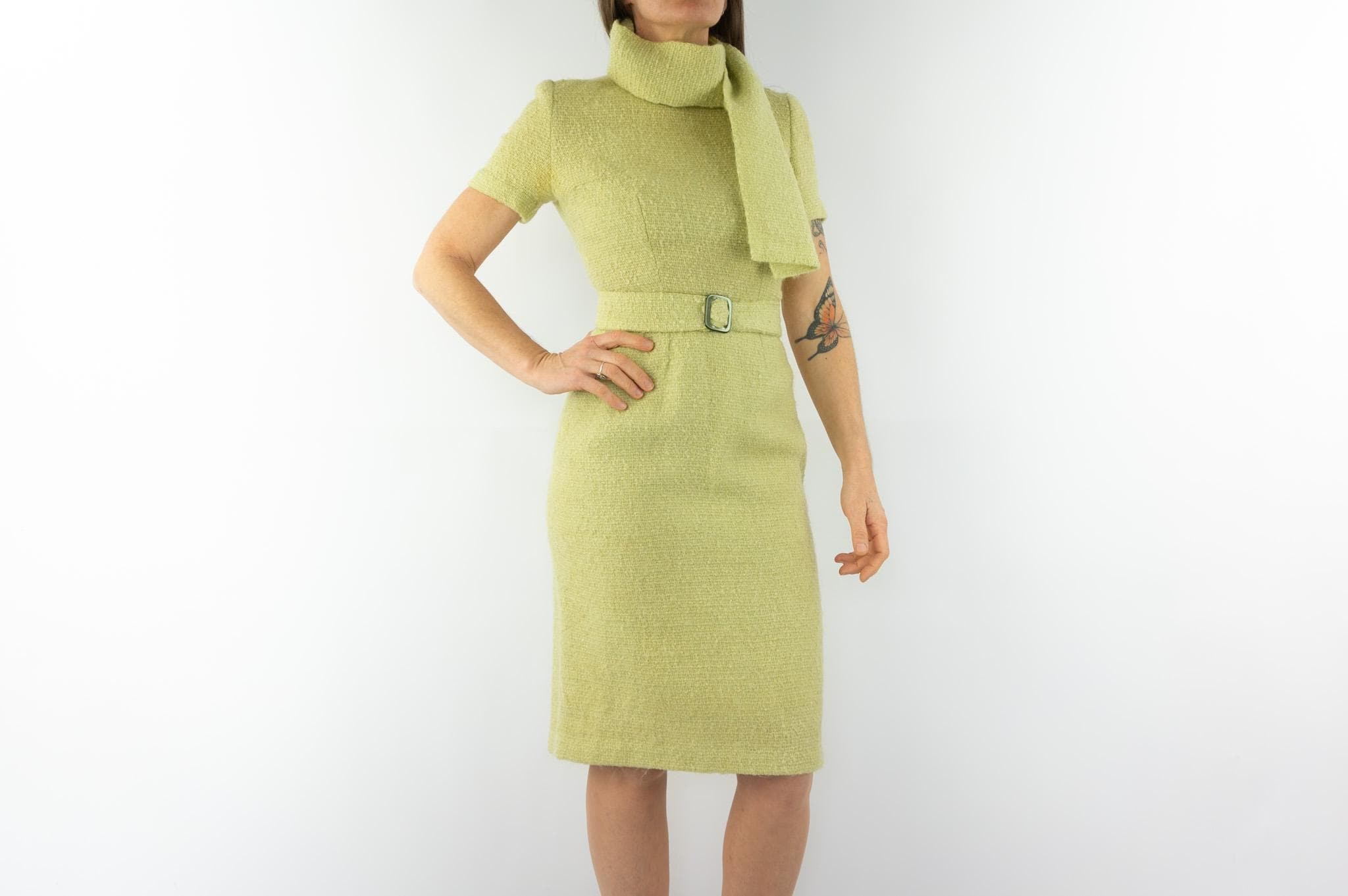 Abito vintage in tweed anni '60 Abito tubino in maglia di lana