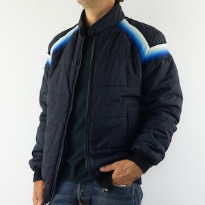 Mercedes Vintage Ski Jacket 1990s | Blue Puffer Bomber Style Winter Anorak | Retro Outerwear | Made in Germany | Size M