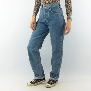 Lee | Vintage Jeans | 1980s | High Waisted Pants | Washed Blue Denim | Mom Jeans | Tapered Pants | 80s Look | Made in USA | NOS | Size S/M