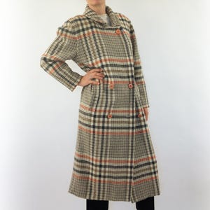 Vintage Courreges ullmaxikap från 1980-talet | Rutig Prince of Wales-kappa, dubbelknäppt | Frankrike | M bild 3