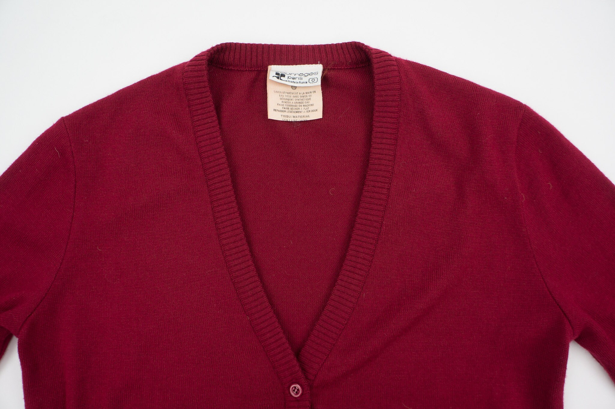 Courrèges | Vintage Wool Knit Cardigan| 1980s | Burgundy Courrèges | Vintage Wool Knit Cardigan| 1980s | Burgundy
