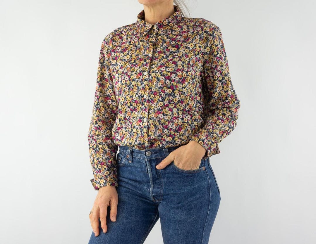 Chemisier Vintage Fleuri Liberty - Taille 40 (38), Coton/modal, Occasion Très Bon état