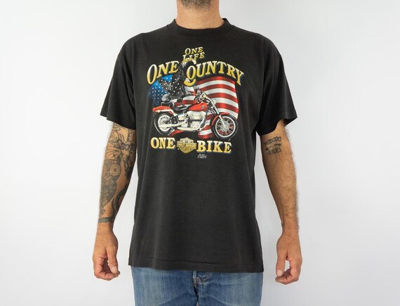 Vintage Harley Davidson T-shirt 1980s | Black Cotton Biker Tee, HD