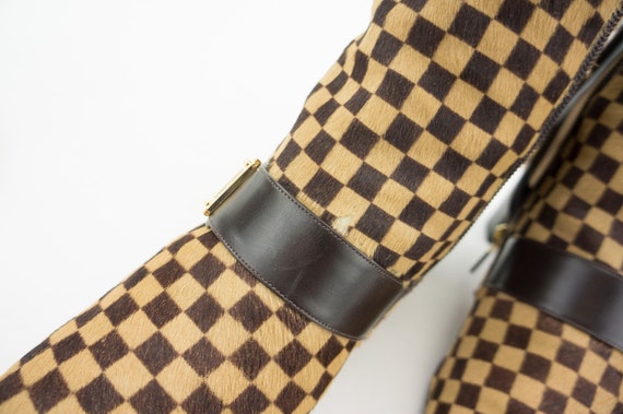 Louis Vuitton - Authenticated Ankle Boots - Pony-Style Calfskin Brown Gingham for Women, Very Good Condition