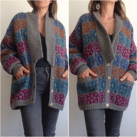 Escada | Vintage Floral Cardigan | 1980s | Wool/M… - image 3