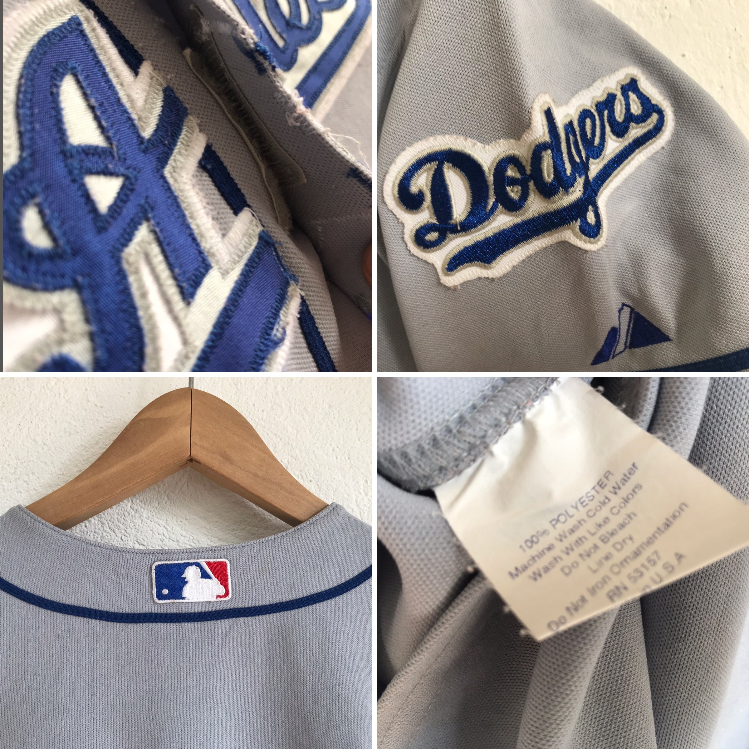 LA DODGERS JERSEY MAJESTIC COOL BASE TWO BUTTON - Depop