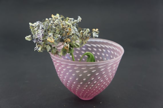 Bertil Vallien Kosta Boda Vintage Blown Spiral Glass Bowl 1980s