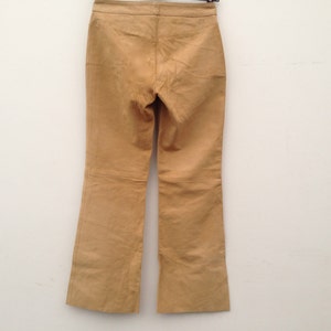 Tommy Hilfiger Vintage Leather Pants 1980s Boot Cut Pants Beige Suede Pants Flares Leather Pants Size S image 5