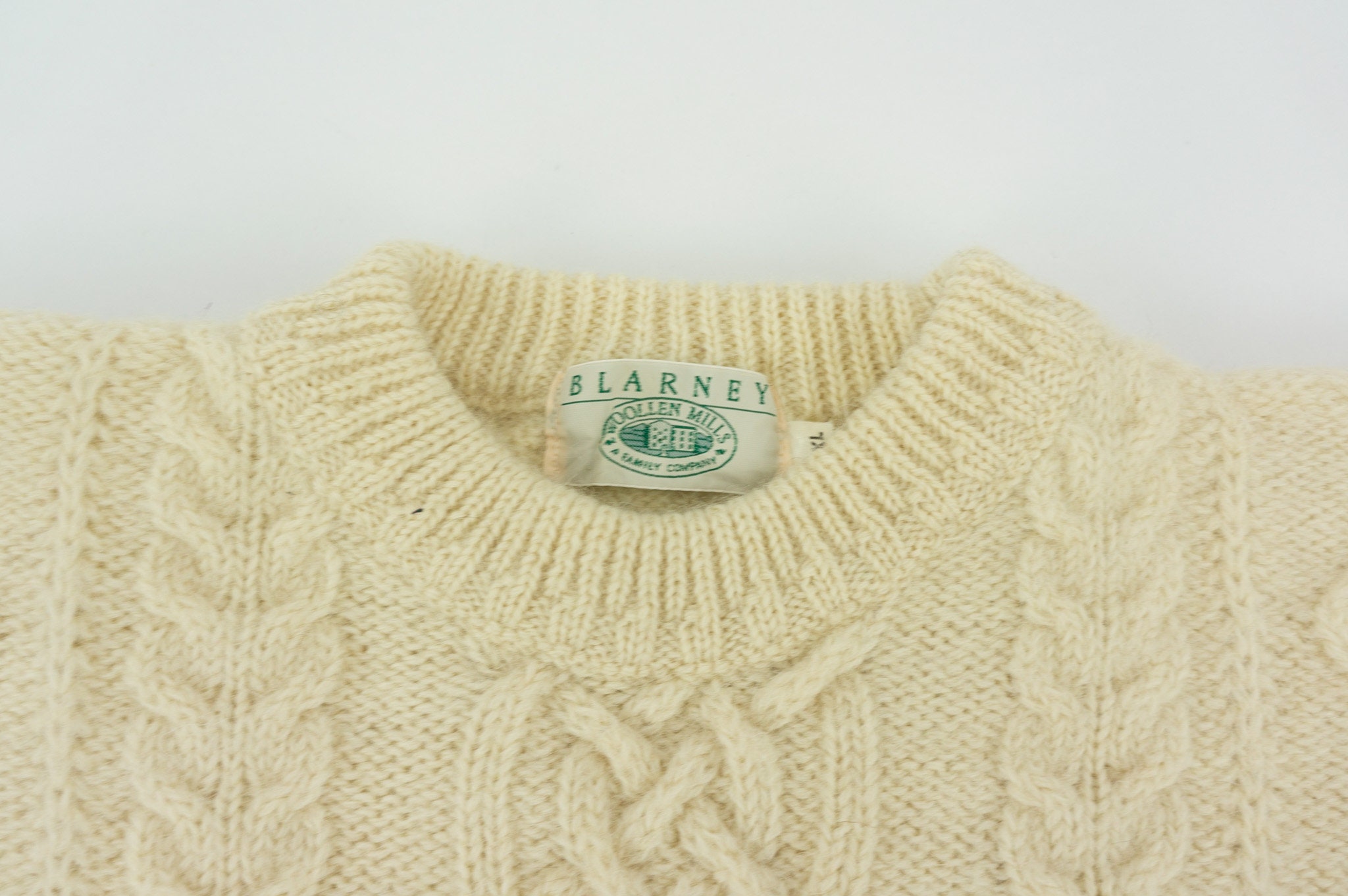 Vintage Aran Wool Fisherman Sweater 1980s | Irish Cable Knit 