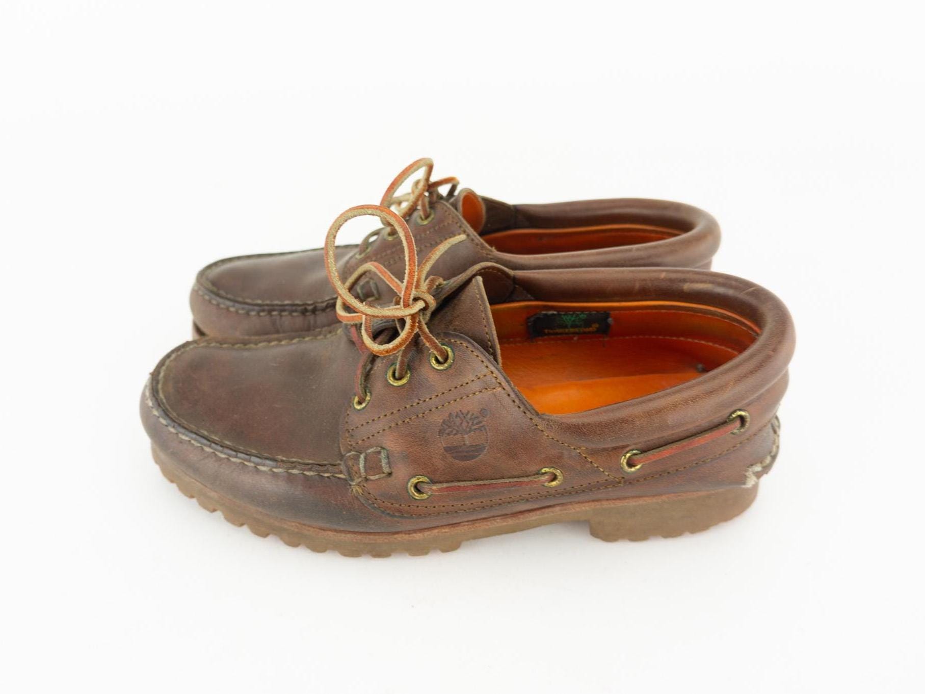 Vintage Timberland Boat Shoes 1990s | Brown Leather Noreen 3 Eye