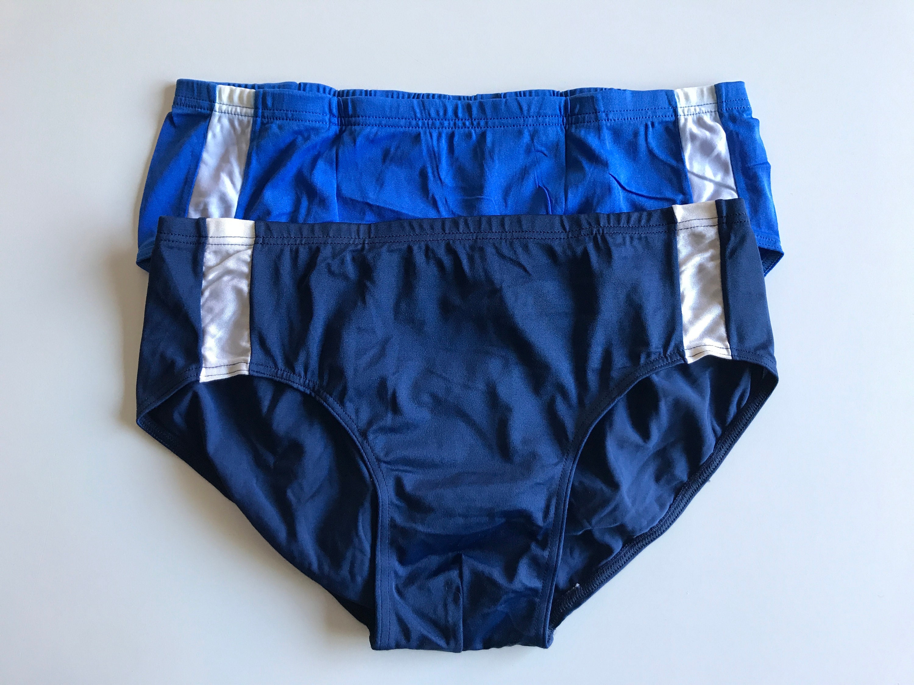 Men swimwear Vintage 1970s Swim Brief Navy/Mid Blue Etsy