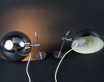 Vintage Chrome Wall Lamps 1960s | Alain Richard Disderot, Modernist Sconces | Adjustable Half-Sphere | France