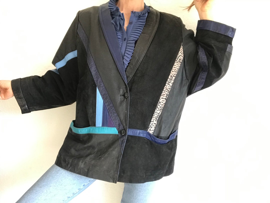Vintage Patchwork Jacket | Leather/suede Jacket | 1980s
