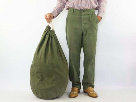 Vintage US Army Barracks Bag WW2 1940s | HBT Olive Green OG107