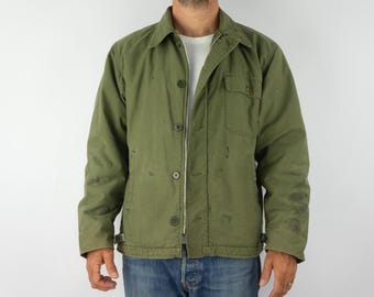 1960's US Military A-2 Deck Jacket Olive Green First Pattern