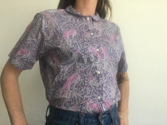 Cacharel | Vintage Paisley Blouse | 1980s | Purpl… - image 1