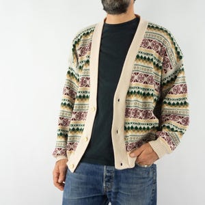 STEFANEL Wool Blend Cardigan, 80s Mens Cardigan, Grandpa