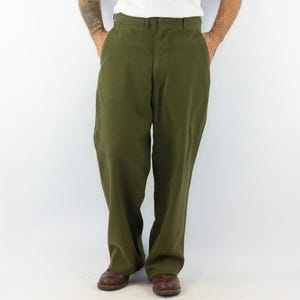 Vintage M-1951 Wool Field Trousers | 1950s US Army | Korean War Military Pants | Olive Green | Winter Wool | Made in USA | Size M