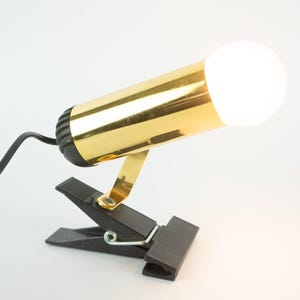 Vintage Clip-on Lamp | 1980s | Gold-Plated Metal Wall Lamp | Adjustable Spot Tube | Minimalist Design | Made in Italy