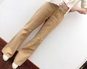 Tommy Hilfiger | Vintage Leather Pants | 1980s | Boot Cut Pants | Beige Suede Pants | Flares Leather Pants | Size S