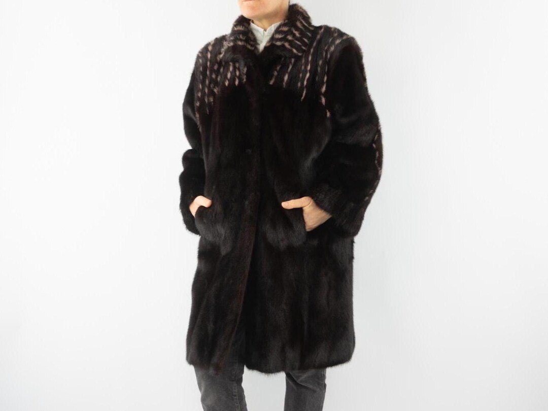 Vintage Balenciaga Fur Jacket 1980s | Brown Pink Mink Coat