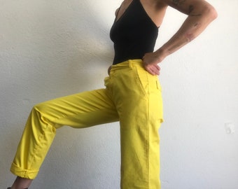 Levis LVC Big E | Yellow Vintage Pants | 1990s | Tapered Cotton Pants | Summer Pants | Reedition | Size S