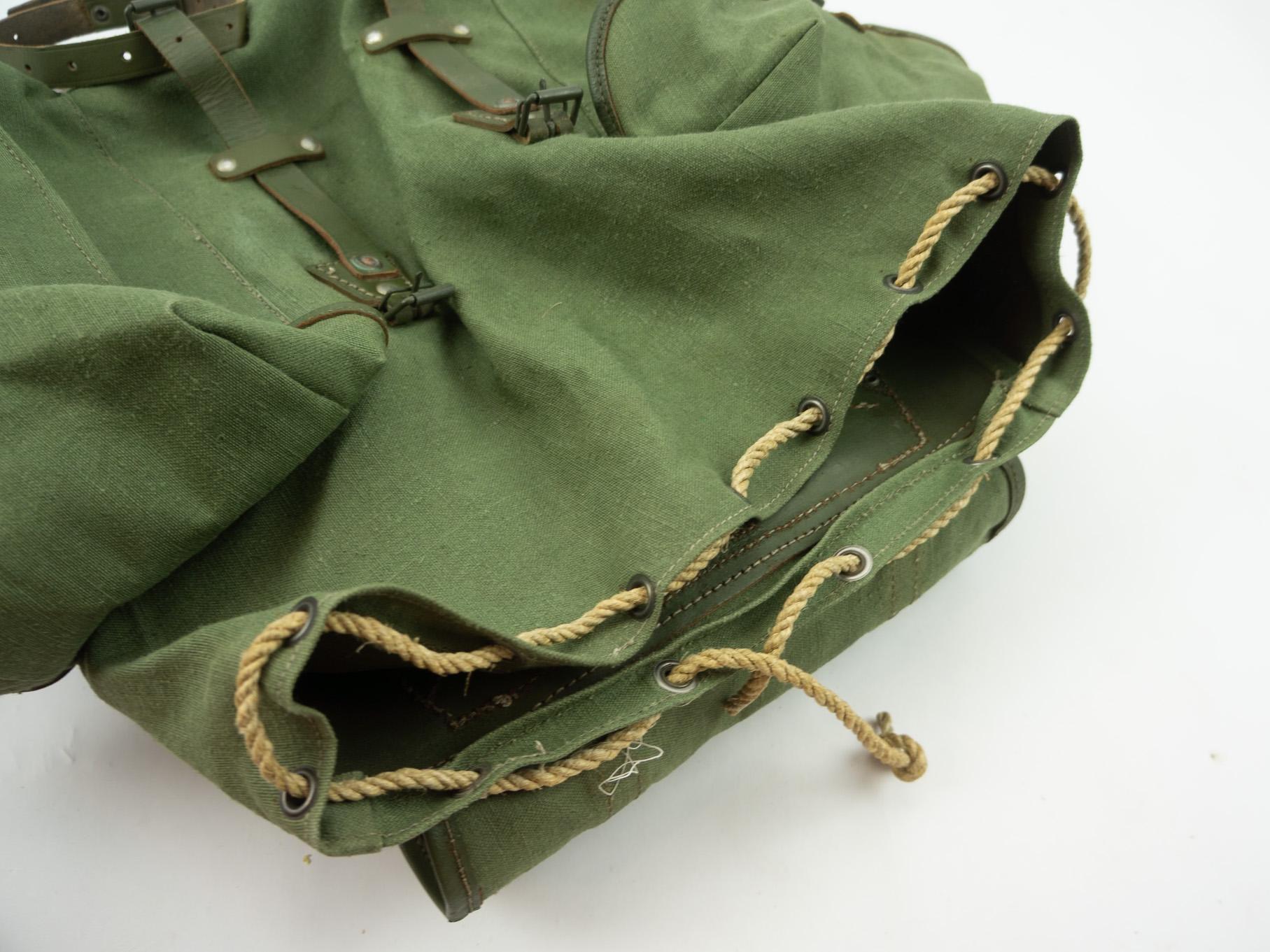 Lafuma Vintage Hiking Backpack 1960s | Khaki Canvas Leather 