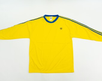 70s adidas Football Shirt - スロベニア製 Adidas Vintage Soccer Jersey 1970s | Yellow and Blue