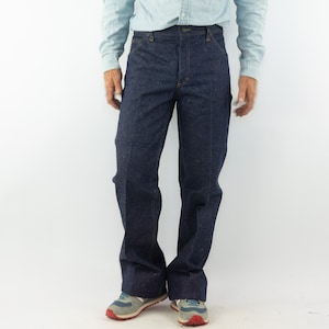 Pitusa | Vintage Bell Bottom Jeans | 1970s | High Waist Denim Pants | Dark indigo Denim | Hippie Jeans | Made in Spain | NOS | Size M/L