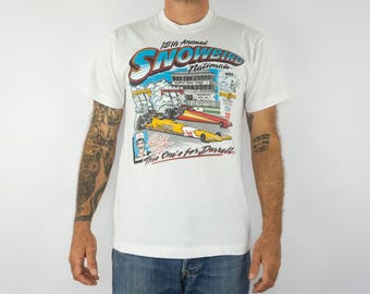 Vintage 1990s T-Shirt | Schirm Sternen, Schneevogel | Fester Stich | USA | L